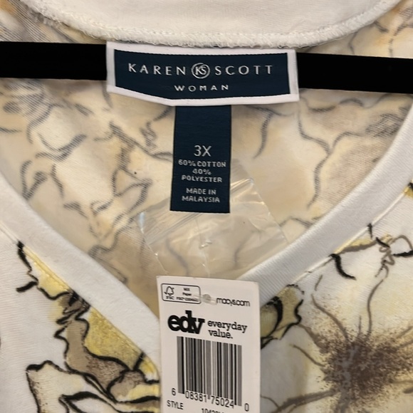 NWT Karen Scott short sleeve floral top - Picture 2 of 3
